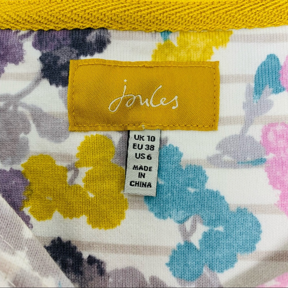 Joules Riviera Print Grey Ditsy Floral and Striped Jersey Dress Size 6 - Picture 6 of 6